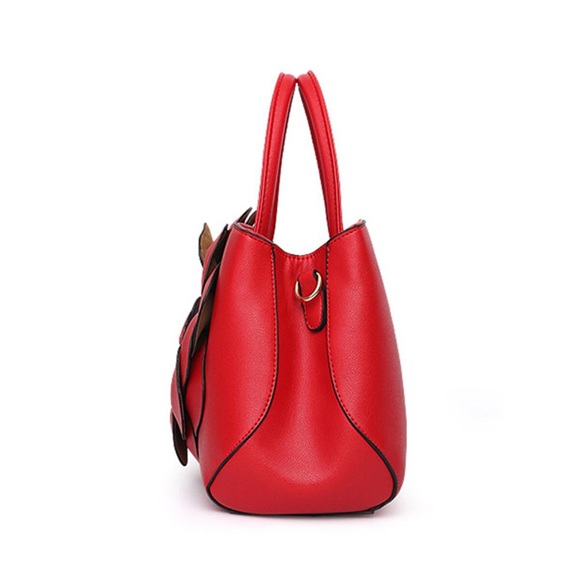 3D Flower PU Leather Handbag/Shoulder Bag/ Messenger Bag / Crossbody Bag (Red) - Picture 6 of 9